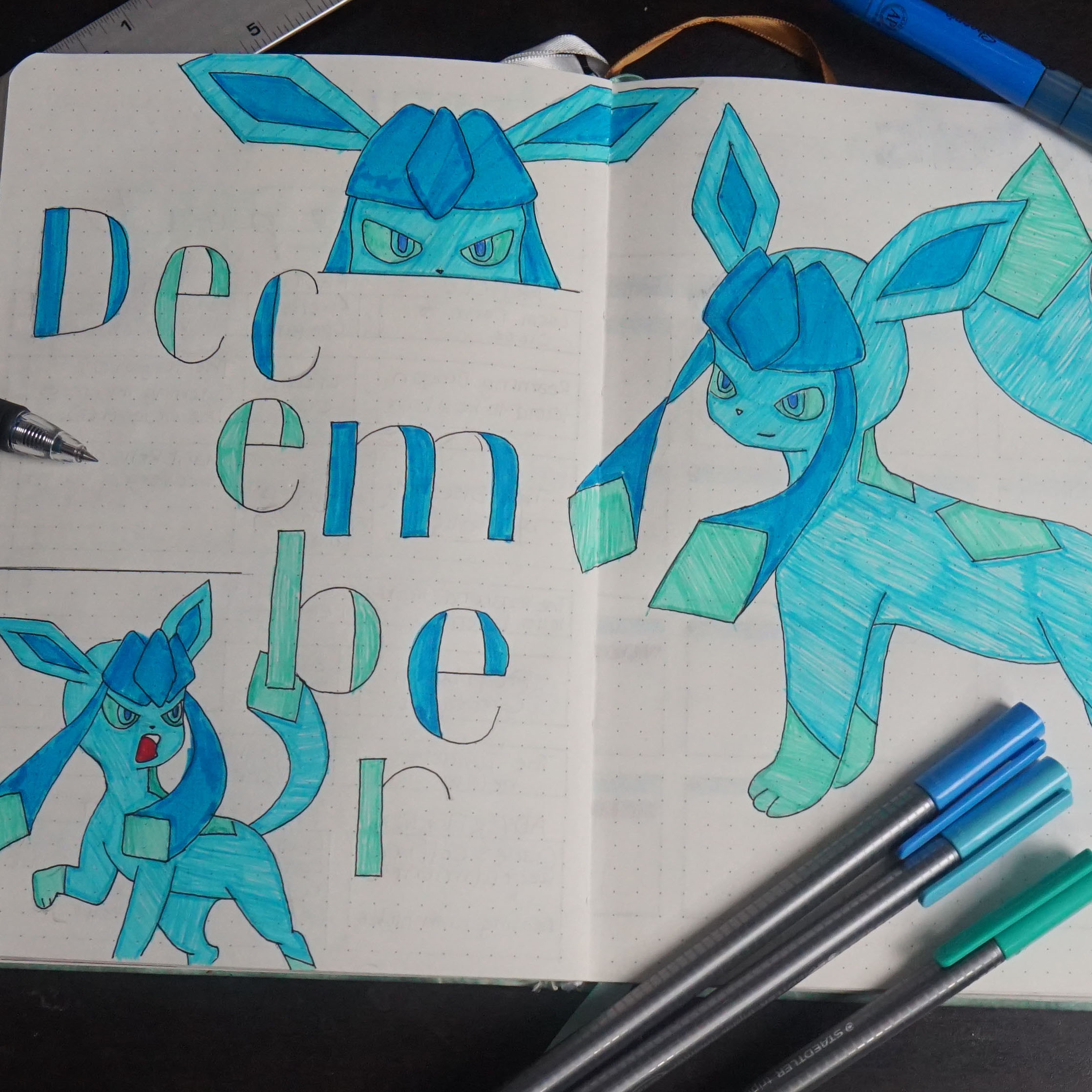 December Bullet Journal: Glaceon Edition